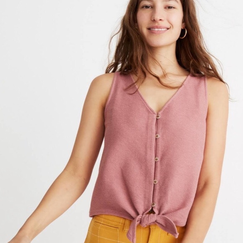 EUC Madewell Texture & Thread Pink Tie Tank XS